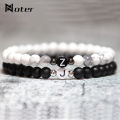Romantic First Name Bracelet For Lovers 6mm Natural Stone Braslet DIY Couple Braclet Letter Brazalete Gift For Boyfriend Joias. 