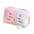 Multifunctional Plush Cosmetic Bag Valentines Day Gifts Cute Zipper Travel Portable Toiletry Bag. 