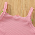 DSstyles 2-Piece Girls Summer Outfits Solid Color Sleeveless Tank Top Shorts Two-piece Set For 1-6 Years Old Kids. 
