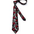 Black Red Rose Floral Ties For Men 8cm Men's Silk Neck Tie Handkerchief Cufflinks Set Business Wedding Tie Gift For Men DiBanGu.