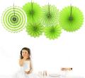 Decor Nation Hanging Paper Fans Party Set, Round Pattern Paper Garlands Decoration for Birthday Baby Boy Shower , Set of 6 (Green). 