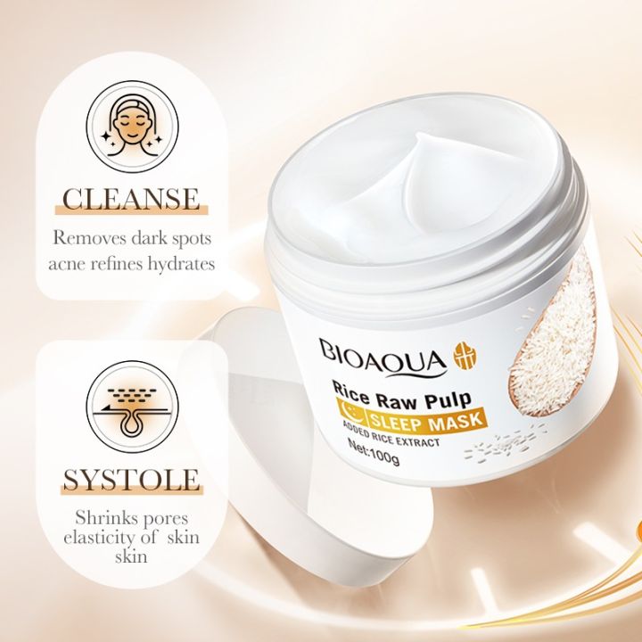 BIOAQUA%20Rice%20Raw%20Pulp%20Sleeping%20Mask%20Replenish%20Brighten%20Strengthen%20Skin%20Barrier%20Moisturizing%20Nourishing%20Mask-%20100g%20-%20Image%203