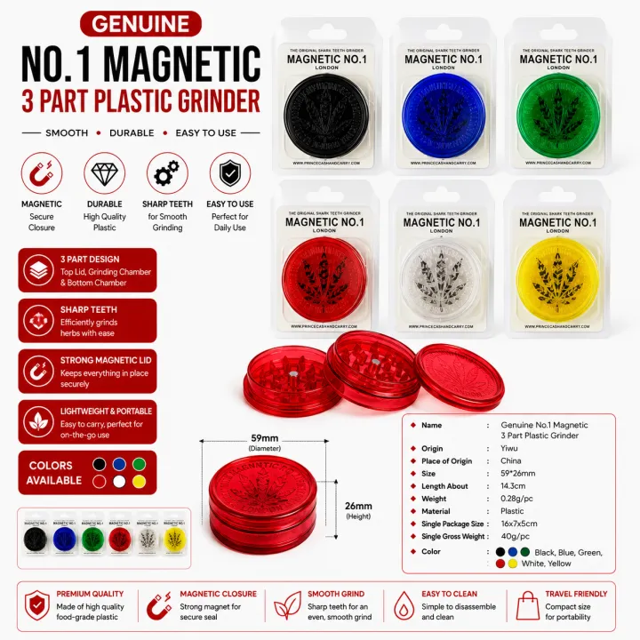 Genuine%20No.1%20Magnetic%203%20Part%2060mm%20Plastic%20Grinder-Tobacco%20Shark%20Teeth%20Storage%20Plastic%20Grinder%20Accessories.%20-%20Image%202