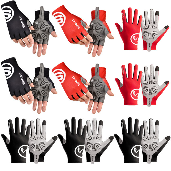 Anti Slip Full Finger Gloves Road Mountain Bike Gloves Ice Silk Bike Gloves Breathable Sun-proof Fitness Gloves for Cycling