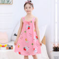 Children's Clothes Cotton Silk Pajamas Girl's Summer Pajama Skirt Little Girl Sling Princess Dress.