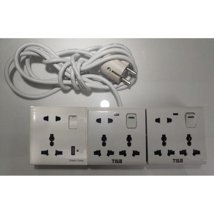 Multi Plug Custom Made Energy Super VIP 5 Pin 1 USB 3 Gang Extension Socket with Switch ABS 40/76 wire 3Gang 4076 Homemade MultiPlug PVC 8 Pin T&B