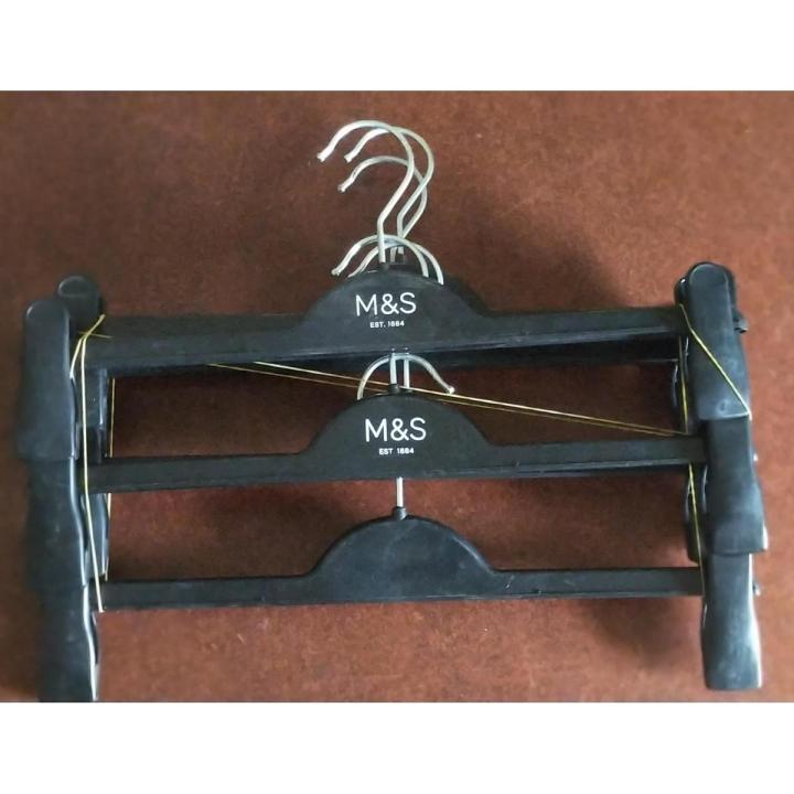 Pants, Shirts White Color Hangers with Clips, 3 pcs Stackable Pants, Shirts Hangers Plastic Clips Hangers Space Saving