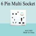 6 Pin Multi Socket with Switch Gang Switch Heavy Duty, Long Lusting, 5 Years Guaranty.