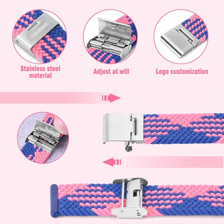 Nylon%20Braided%20Watch%20Strap%20for%20Huawei%20Watch%20Fit%202%20Elastic%20Loop%20for%20Huawei%20Watch%20Fit%20Adjustable%20Band%20Bracelet%20Metal%20Connector%20-%20Image%202