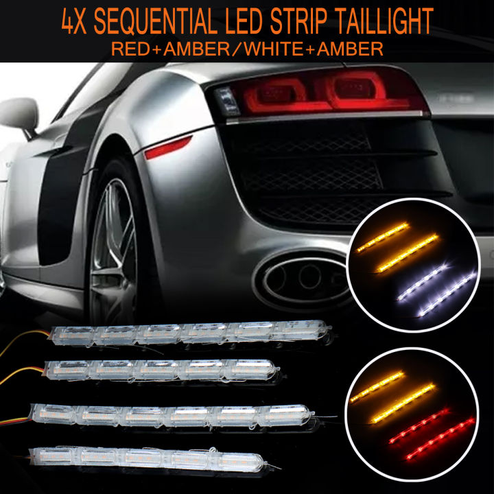 Pick for you 4Pcs Car Sequential Flow LED Strip Turn Signal + DRL ...