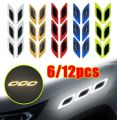 6Pcs/Set Reflective Car Stickers Carbon Fiber Decals Warning Reflective Strips. 