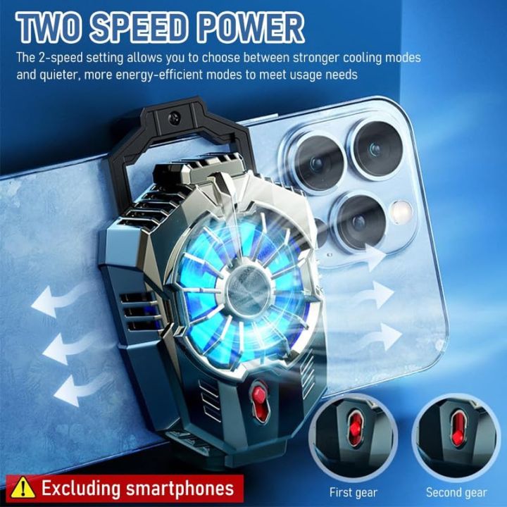 [GEARBEST]Phone Cooler Fan with RGB Lights – Dual-Speed Gaming Mobile Radiator with Semiconductor Cooling for iPhone & Android Smartphones (4.5–7 Inch) – Ultra Quiet, Clamp Mount, Plug & Play