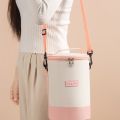 New cylindrical insulated bag shoulder strap round multi-layer lunch box bag for office workers going to school hand-held crossbody bento bag.