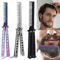 Foldable Hair Comb Stainless Steel Practice Training Comb Beard Moustache Brush Salon Hairdressing Styling Tool. 