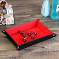 Amusing Red Handcrafted Dice Tray Collapsible Desktop Box + 7 Dices For Board Gaming Fun. 