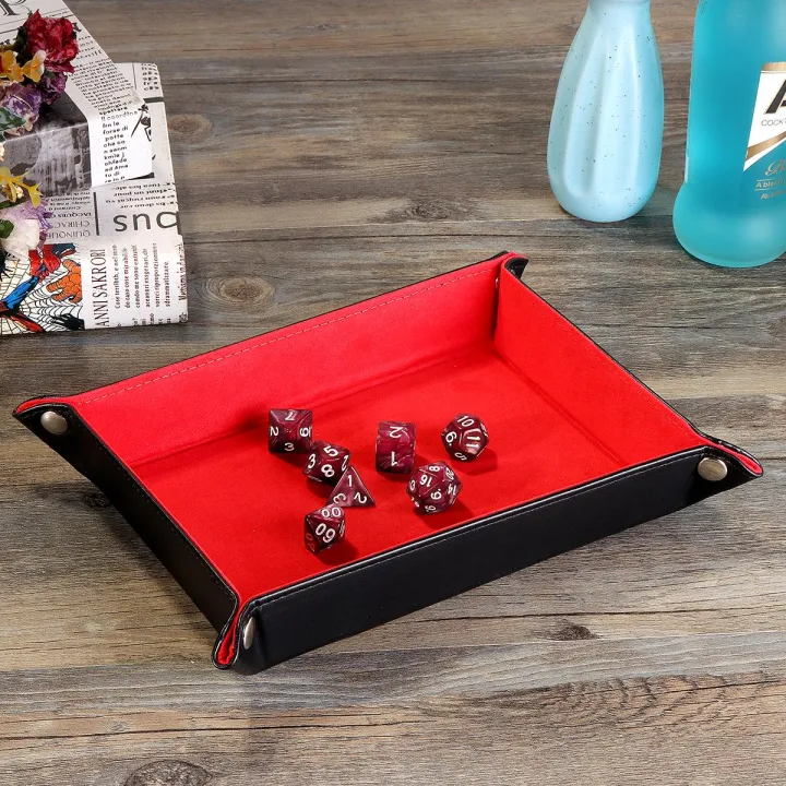 Amusing%20Red%20Handcrafted%20Dice%20Tray%20Collapsible%20Desktop%20Box%20+%207%20Dices%20For%20Board%20Gaming%20Fun%20-%20Image%204