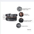 Multilayer 4 Pcs/ Set Leather Bracelet Braided Bracelets for Men Vintage Life Tree Rudder Charm Wood Beads Ethnic Tribal Wristbands. 