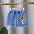 Summer Kids Short Denim Shorts for Girls Fashion Girl Short Princess Jeans Children Pants Girls Shorts Flower Girls Clothing. 
