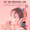 CAT STN-28 Over Ear Music Headset Glowing Ear Headphones Foldable Wireless BT5.0 Earphone with Mic AUX IN TF Card MP3 Player Colorful LED Lights for PC Laptop Computer Mobile Phone. 