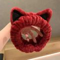 Cute cat ears tie hair band women's face mask headband simple and versatile headpiece plush headband 2023 bandana. 