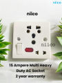 Niico 15 Ampere Heavy Duty Multi AC Socket/8 pin Multi Socket = (2 Years Repless Warranty). 