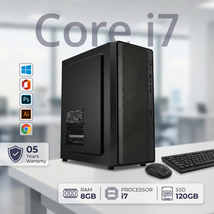 Intel Core i7 Desktop PC 8GB RAM 120GB SSD 64-Bit Gaming Computer New Setup
