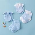 4 Pairs Newborn Baby Socks Soft Cotton Protection Face Gloves Set. 
