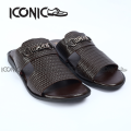 Iconic Shoes Dark Brown Genuine Leather Man Sandal.