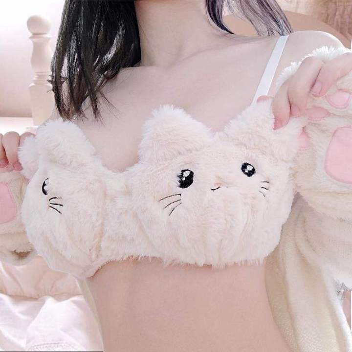 Fluffy%20Cat%20Cartoon%20Plush%20Bra%20Panty%20Set%20Cozy%20Mid-Rise%20Bikini%20Briefs%20Cute%20Underwear%20for%20Women%20Comfortable%20Lingerie%20for%20women%20-%20Image%204