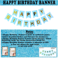 Birthday Decoration Combo Set – Blue-Themed Metallic Balloons, Card Banner, Net Curtain, Fairy Light & Balloon Arch Kit (111 Pcs). 