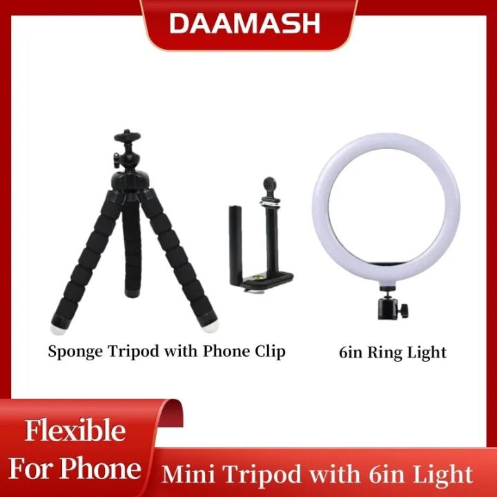 6inch Ring Light with Tripod Dimmable Led Ring Lamp Light Rim Fill Mini Tripod for Phone Selfie Ringlight Live Video Studio