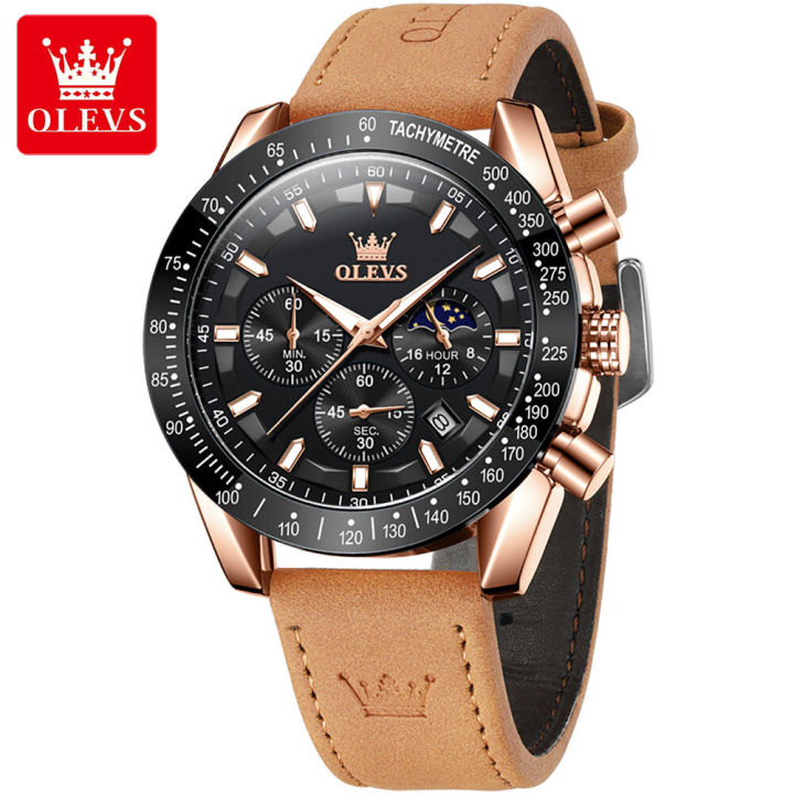 OLEVS%20Watch%20for%20Men%20%20Waterproof%20Trendy%20Kpop%20Style%20Chronograph%20Phase%20of%20Moon%20Calendar%20Luminous%20Leather%20Strap%209957%20-%20Image%209