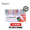 Giorgione Acrylic Marker 1mm Round Tip DIY Metallic Marker Pen Set Fast Dry Erase Press Design Acrylic Paint Marker Pens 60 shade.
