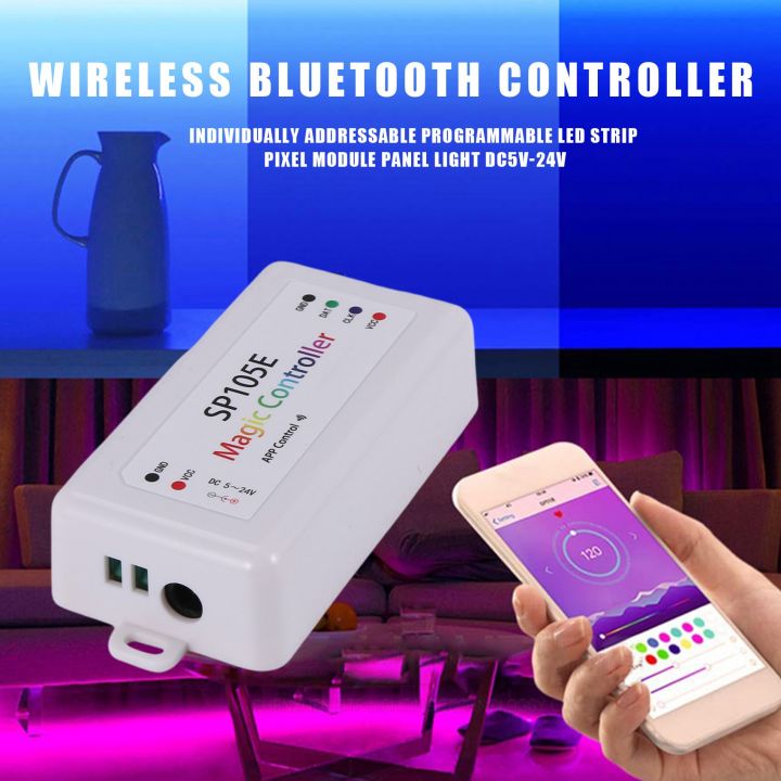 SP105E%20Wireless%20Bluetooth%20Controller%20APP%20WS2811%20WS2812B%20WS2801%20SK6812%20APA102%20Individually%20Addressable%20Programmable%20LED%20Strip%20Pixel%20Module%20Panel%20Light%20DC5V-24V%20for%20IOS/Android%20-%20Image%204