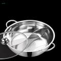 Shabu Shabu Hot Pot with Handles Clear Lids Tabletop Two Meal Pot Mandarin Duck Pot for Travel 36cm.
