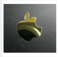 Apple Logo Label Aufkleber Sticker Badge Golden color decal 8mm x 10mm.