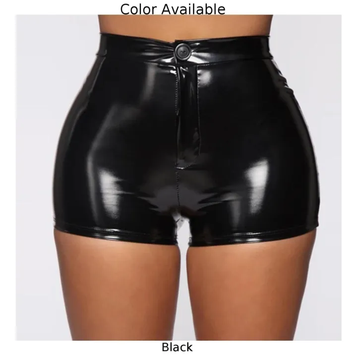 Nightclub%20Costumes%20Skinny%20Shorts%20Women%20PU%20Leather%20Shorts%20High%20Waist%20Solid%20Button%20Black%20Shorts%20Summer%20Wet%20Look%20Leather%20A50%20-%20Image%205