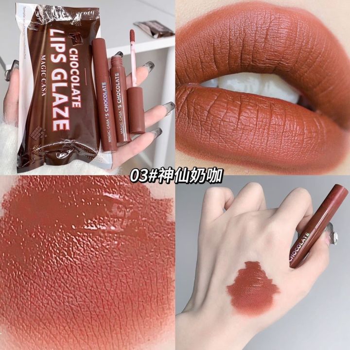 MAGIC CASA Chocolate Lip Glaze Set Of Five, Lasts for A Long Time Without Fading and Staining The Cup Lipstick