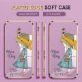 For Realme X Back Cover Luxury 6D Plating Lovly Girl Side Pattern Soft Silicone Square Mobile Phone Case. 