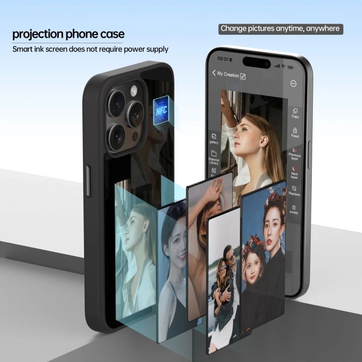 NFC%20E-ink%20Screen%20Phone%20Case%20For%20iphone%2013%2014%2015%20Pro%20Max%20Case%20Smart%20DIY%20Shockproof%20Cover%20Anime%20Character%20Phone%20For%20Battery%20Free%20-%20Image%204