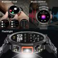 New Outdoor Sport Smart Watch Flashlight 1.45 AMOLED Screen Bluetooth Call For Men Fitness Tracker SmartWatch Android IPhone IOS.