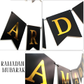 Ramadan Mubarak Card Banner - Eid Decorations, Black and Gold Ramadan Mubarak Banner for Eid Festival- (Pack of 1 Pcs). 