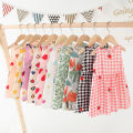 (New) cute fruit print baby girls dress Princess one piece cotton sleepveless dress cartoon animal print summer girls' dresses.