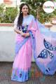 Exclusive Designer Hand Print Half Silk Saree For Women - Sari.