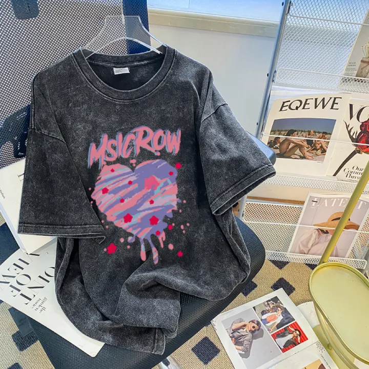 Washed%20Old%20Cotton%20Short%20Sleeve%20Breathable%20Trendy%20Cool%20Printing%20T%20T-shirt%20Women's%20Summer%20New%20Casual%20Loose%20Half%20Sleeve%20Top%20Clothes%20-%20Image%207