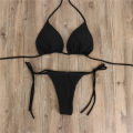 Yfashion Women Split suit V-neck Adjustable Lace Up Bikini Solid Color riangle Bikini color.