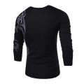 New Fashion Chinese Element Totems Print T-Shirt Men's Casual Slim Fit Stylish T Shirt long Sleeve o-neck Tops TX71 C. 