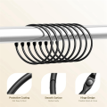 Shower Curtain Rings Hooks Rust Proof Hooks Anti-Drop Round Shower Rings, for Curtain,Gold. 