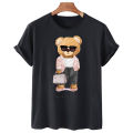 Cute Teddy Bear Print Shirt Short Sleeve O Neck Loose Tshirt Women Summer T shirt Men and Women Streetwear Cartoon Fashion Tee.