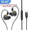 OLAF DAC Type C Earphones Wired Headset USB C Gamer Headphones Cable Handsfree Type-C Earbuds For iPhone 15 Samsung Xiaomi Phone.
